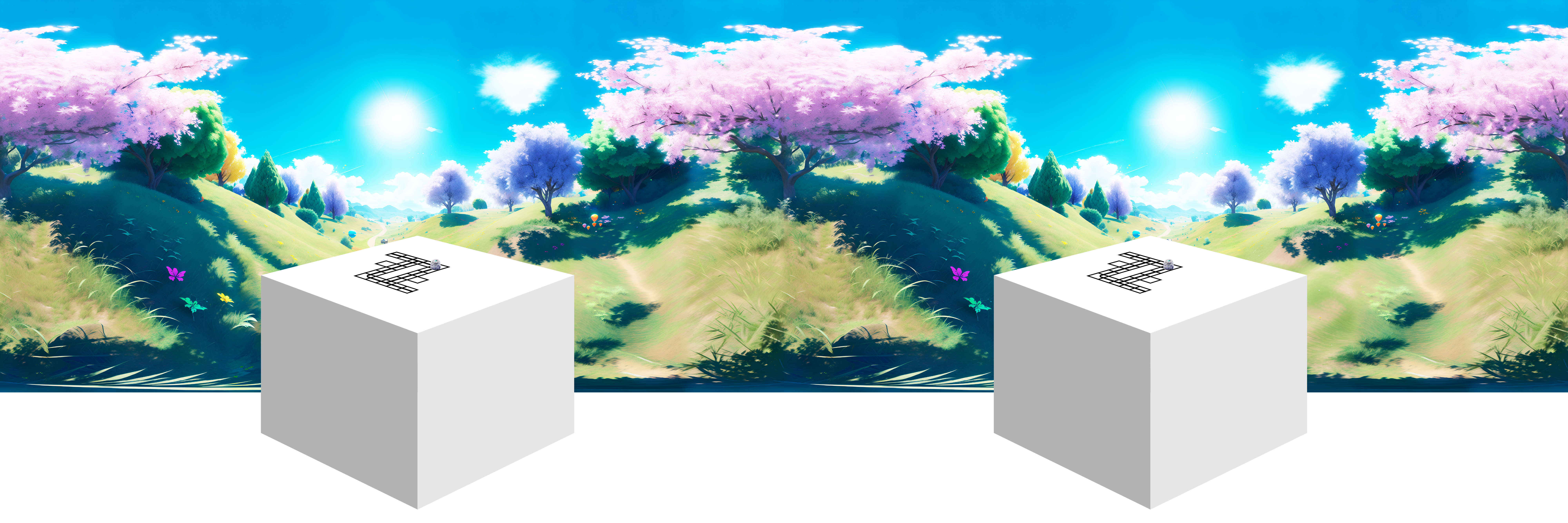 The rendered landscape wrapped a full 360 degrees around the physical play area